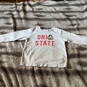 Ohio State Kids Long Sleeve Tee - Gray with Red Logo